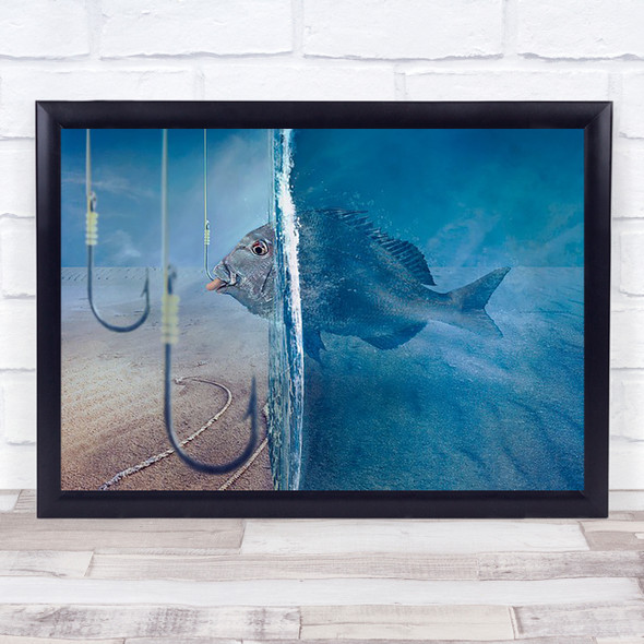 Time To Eat At Outside Surreal Creative Montage Conceptual Water Fish Art Print