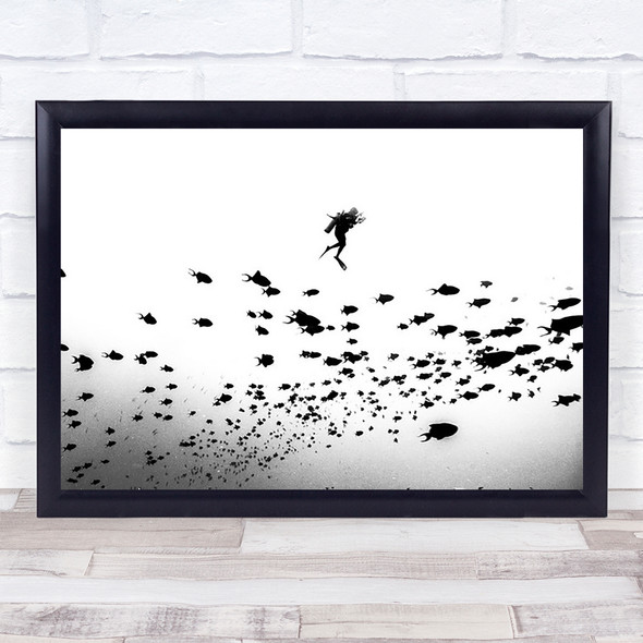 Underwater Fish Diver Adventure Nature Egypt Travel Water Wall Art Print