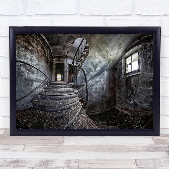 Abandoned House Panoramic Fisheye Perspective Stairs Decay Wall Art Print