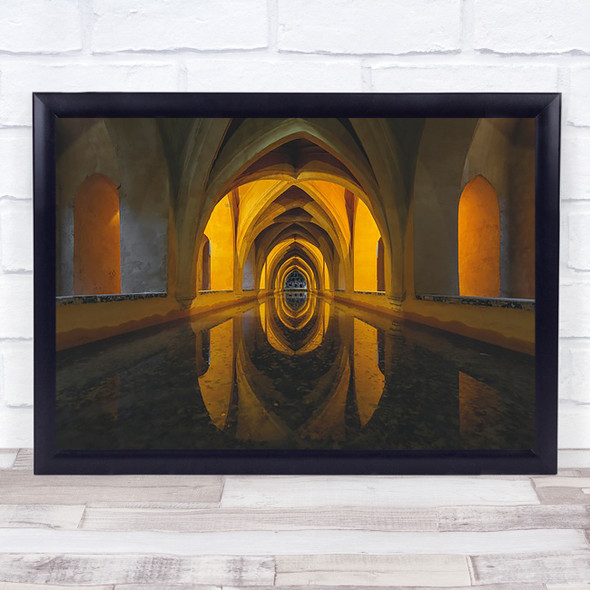 AL jibe Arches Spain Yellow Architecture Reflection Perspective Cellar Art Print