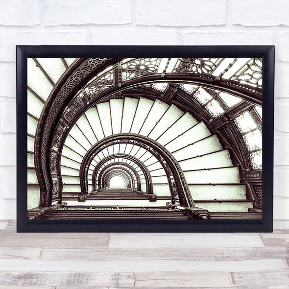 Chicago Vintage Spiral Steps Architecture Oriole Staircase Wall Art Print