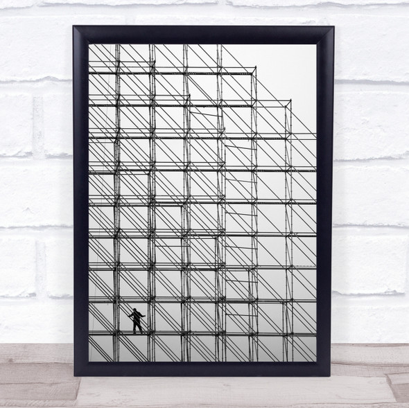 Cube Street Scaffolding Construction Worker Graphics Wall Art Print