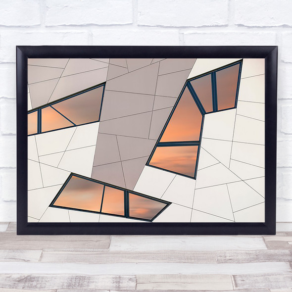 Evening Reflection Architecture Lines Shapes Creative Gold Wall Art Print