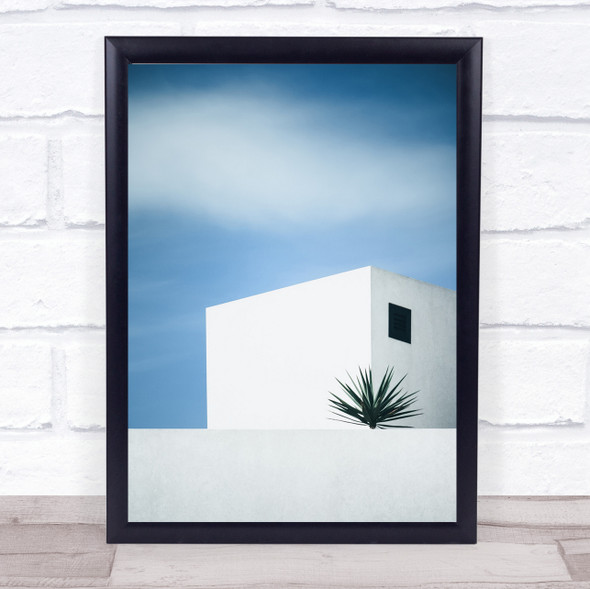 palm tree Architecture Minimal Minimalism House Sky Wall Art Print