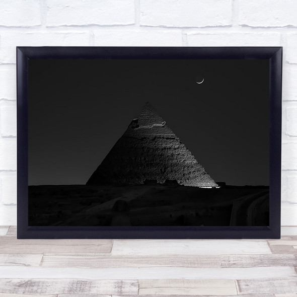 Pyramid at night Dark Egypt Moon Wall Art Print