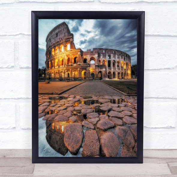 The Colosseum Roma Rome Italy Colosseum Reflection Puddle Architecture Art Print