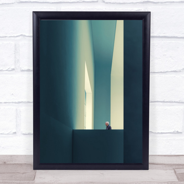 The passage Teal Turquoise Man Architecture Hall Hallway Wall Art Print