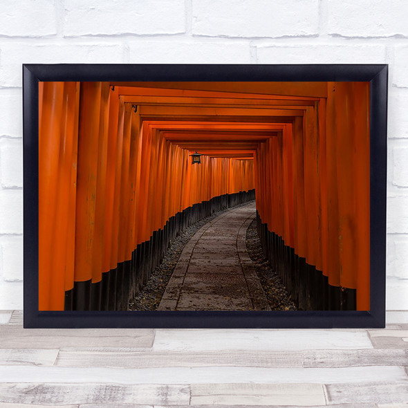 Tunnel Red Zen Japan Asia Kyoto Holy Shrine Temple Wall Art Print