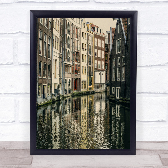 Twin Cities Amsterdam Netherlands Canals River Water Facade Narrow Art Print