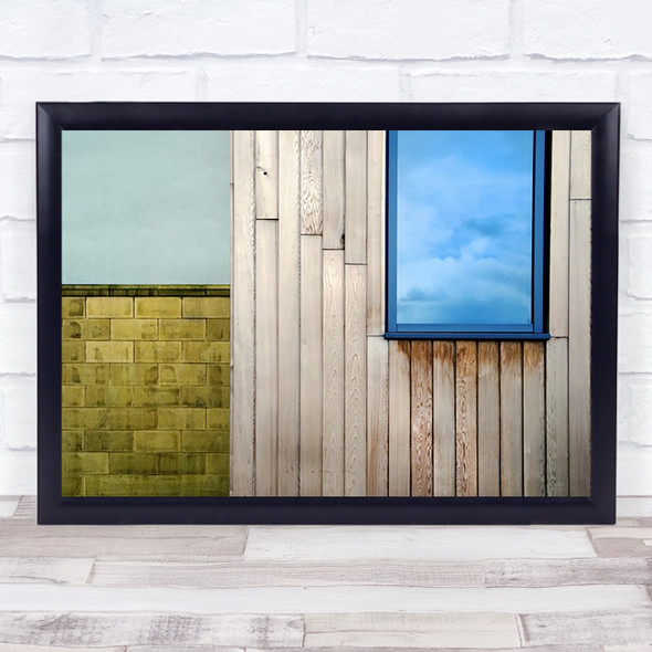 United Kingdom Clouds Sky Window Reflection Wood Wall Art Print