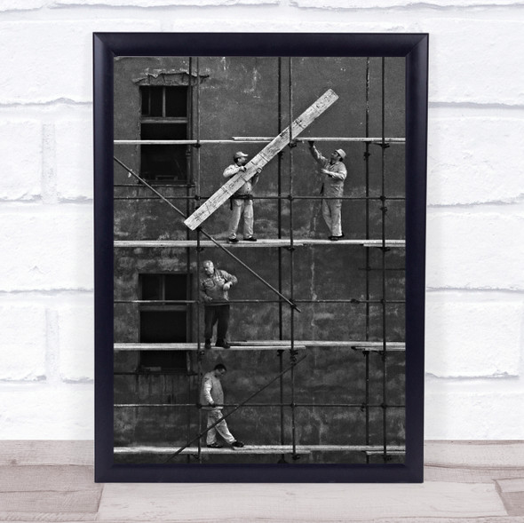 Workers 2 Construction Plank Carry Working Repair People Scaffold Beam Art Print