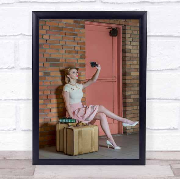 An Old Self Selfie Camera Women Suitcases Bored Vintage Newcastle Wall Art Print