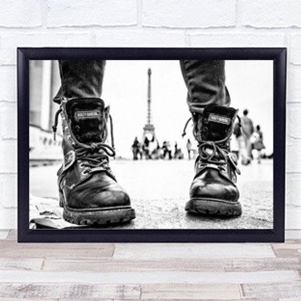 Biker Boots In Paris Eiffel Tower Street France Landmark Iconic Sight Art Print