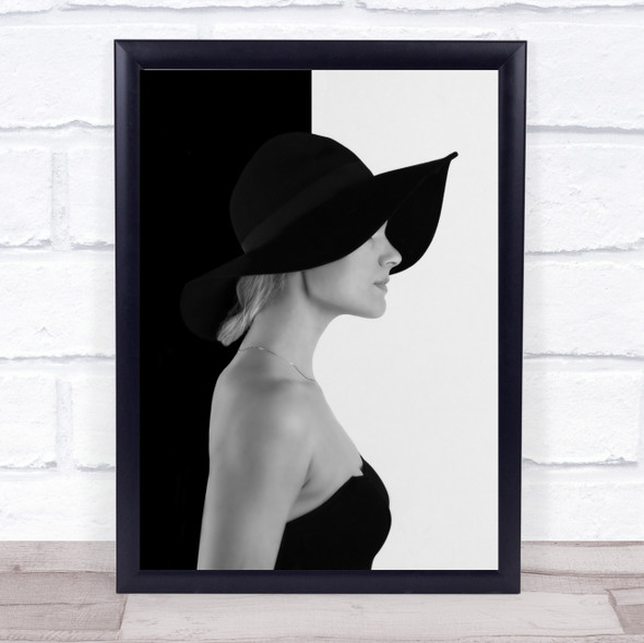 Black Denmark Hat Hats Anonymous Girl Model Woman Wall Art Print