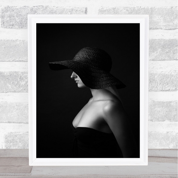 Jane Doe Girl Woman Female Hat Dark Face Lips Neck Wall Art Print