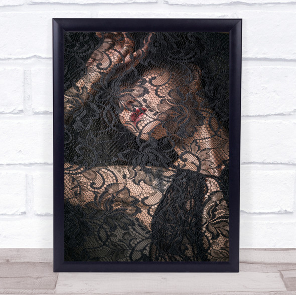 Keiko Studio Lace Texture Woman Anonymous Lips Mouth Abstract Wall Art Print