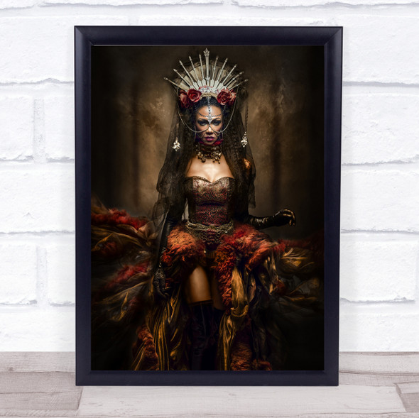 Lady of the night Queen Princess Fashion Noir Dark Woman Model Tiara Art Print