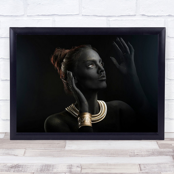 Sofia Face Dark Golden Necklace Jewellery Model Female Wall Art Print