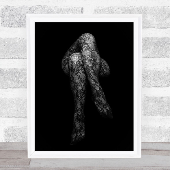 Stockings Legs Tights Pantyhose Lace Dark Abstract Feet Flowers Wall Art Print