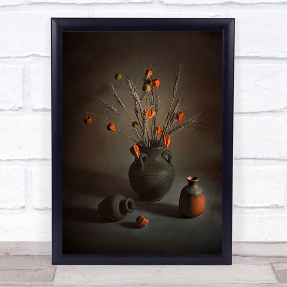 Orange Delight Wheat Vase Flower Flowers l Wall Art Print