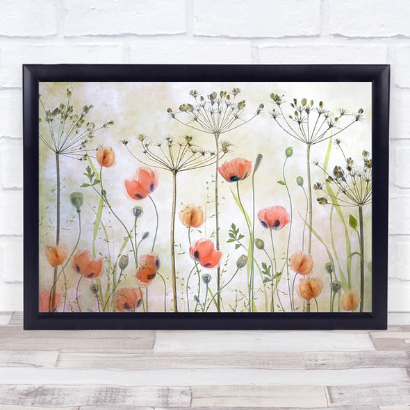 Poppy Meadow Flowers Botanical Flower Graphic Wall Art Print