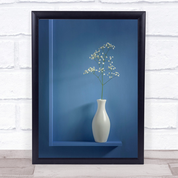 Simplicity Flower Blue White Pastel Colours Vase Wall Art Print