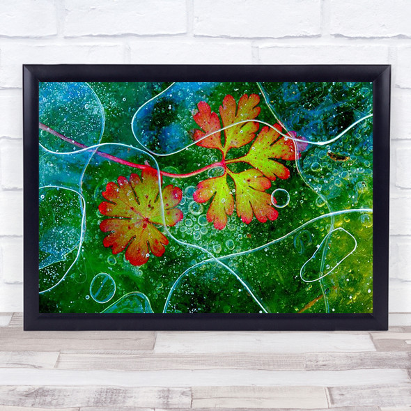 Thaw Flower L Abstract Ice Green Red Wall Art Print