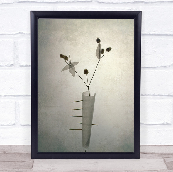 Thorns Flower Flowers Texture Paper Toned Graphic Wall Art Print