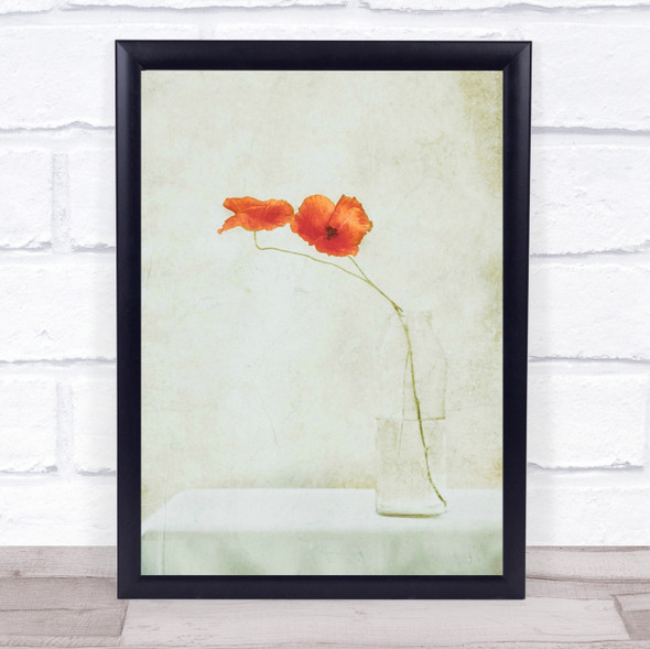 Two Poppies In A Bottle Poppy Red L Flower Flowers Vase Painterly Wall Art Print