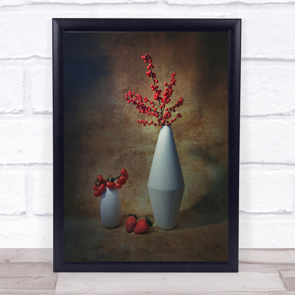 Vase Vases Berry Berries Red Wall Art Print