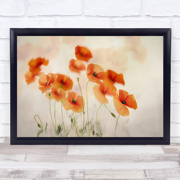 Waving In The Wind Poppy Red Poppies Double Exposure Multiple Wall Art Print