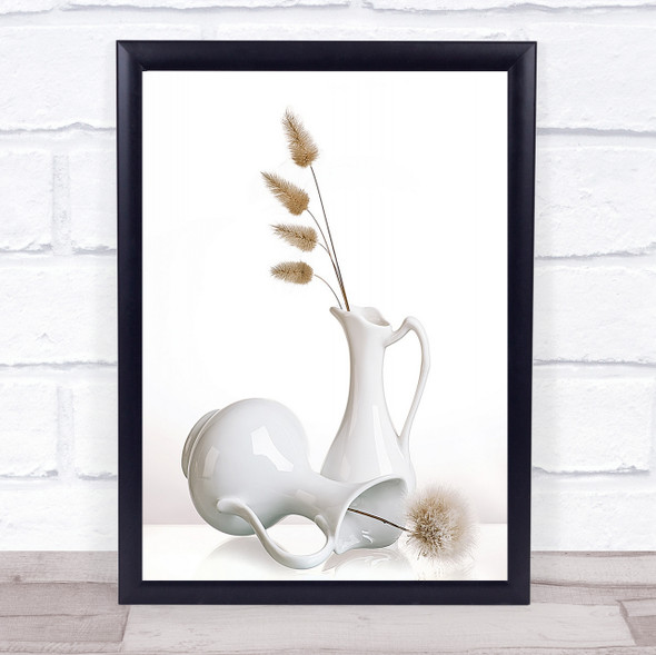 White Flower Porcelain Vase Wall Art Print