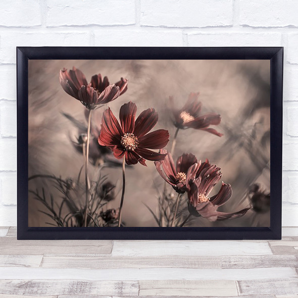 Withered red Flower Flowers l Botanical Bokeh Garden Wall Art Print