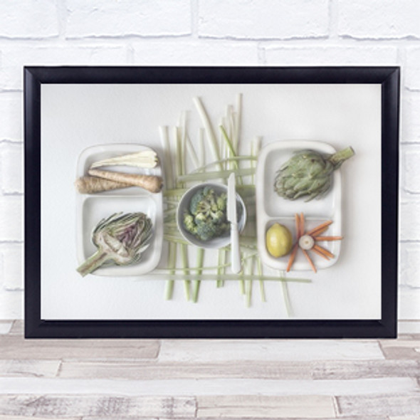 Artichoke Food Kitchen Vegetable Vegetables Artichoke Leek Carrot Wall Art Print