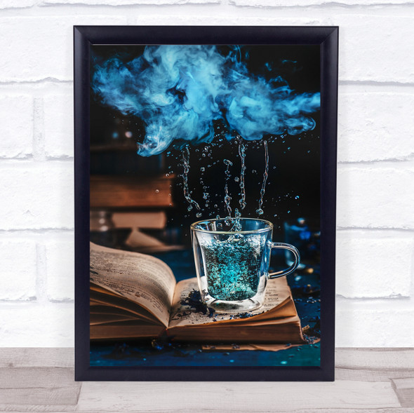 Cloudy Days Cloud Blue Water Drop Book Reading Page Writer Wall Art Print