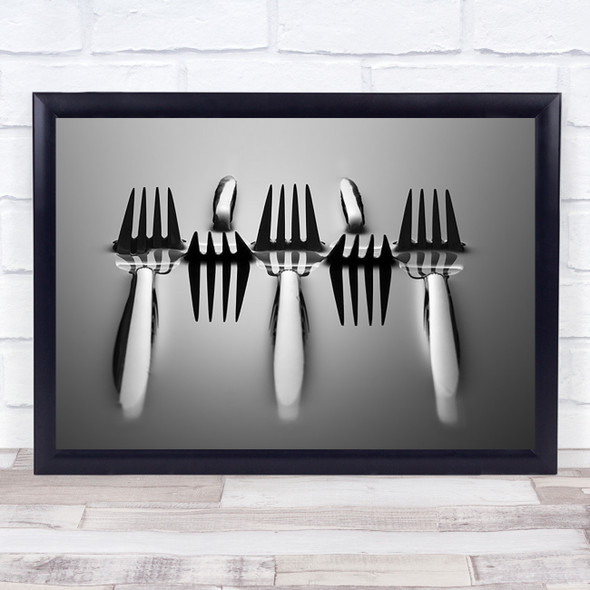 Drowning Fork Water Reflection Cutlery Forks Metal Wall Art Print