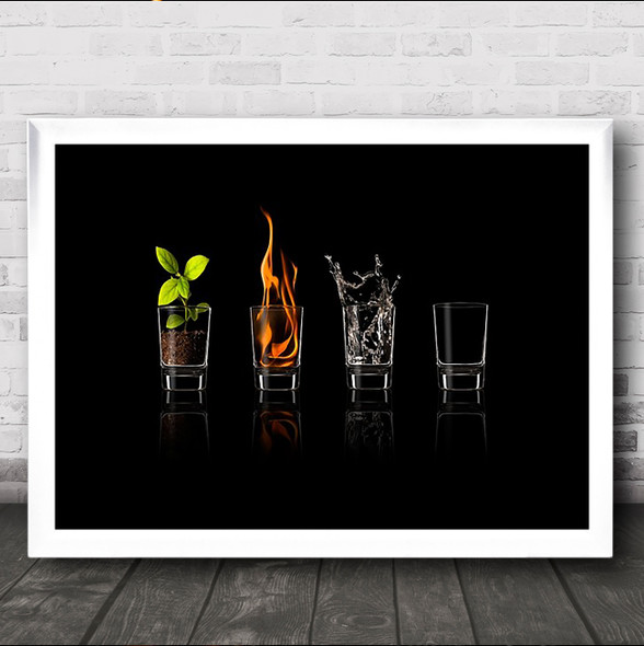 Elements Four Elements Water Ground Fire Flame Air Creative Edit Wall Art Print