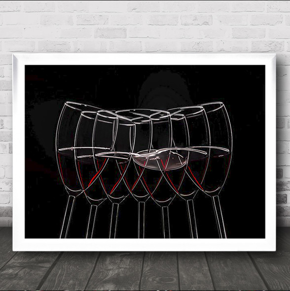 Glasses Red Wine Backlight Cheers Merlot Glass Wall Art Print