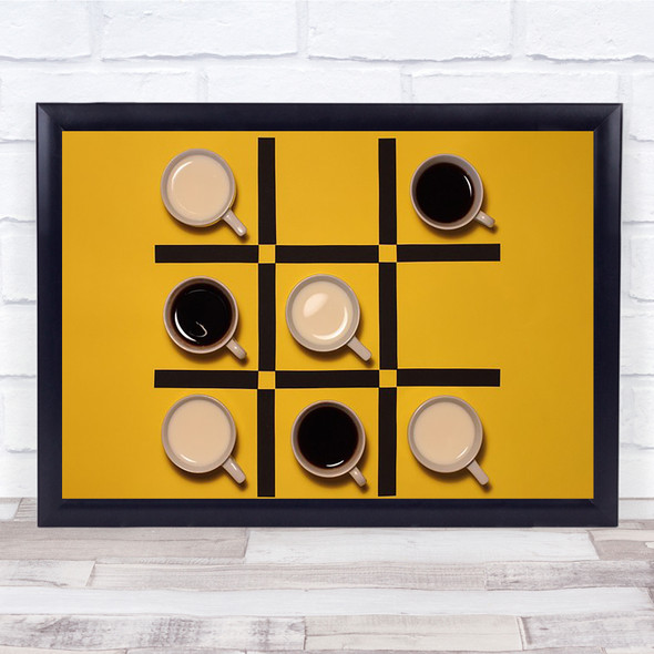 Milk Versus Coffee Yellow Cup Cups Mug Mugs Coffee Tea Wall Art Print