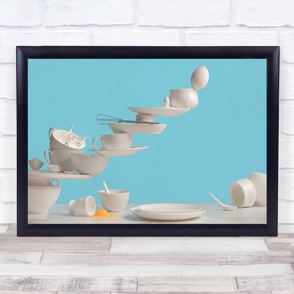 One Touch Omelette Cutlery Porcelain Egg Yolk Mug Cup Kitchen Wall Art Print