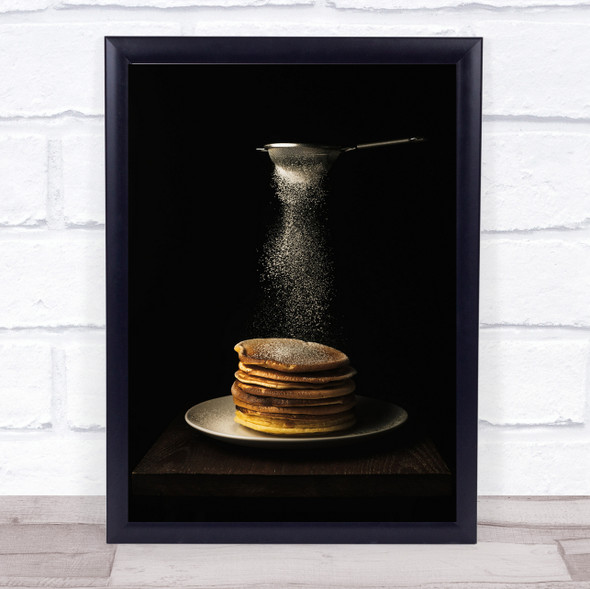 Pancake Pancakes Sugar Spray Dark Delicious Wall Art Print