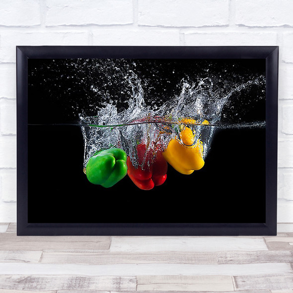 Paprika splash Water Motion Food Vegetables Kitchen Wall Art Print