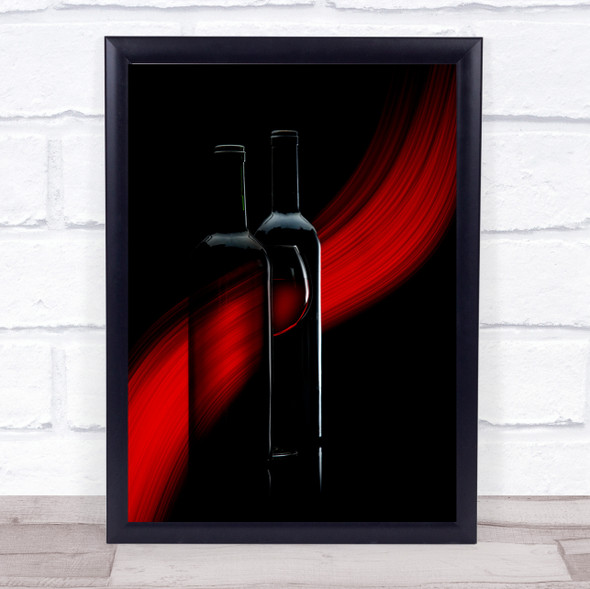 R E D Red Wine Bottle Dark Wall Art Print