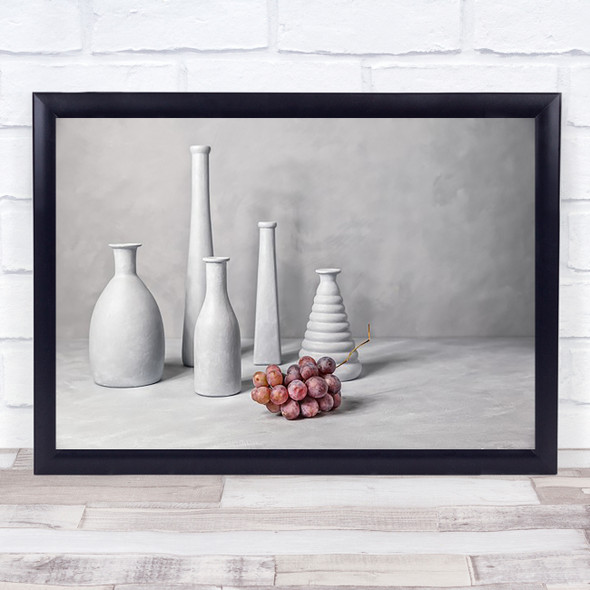 Skyline Grey Grapes Bottles Harmony Grape Fruit Food Vase Vases Wall Art Print