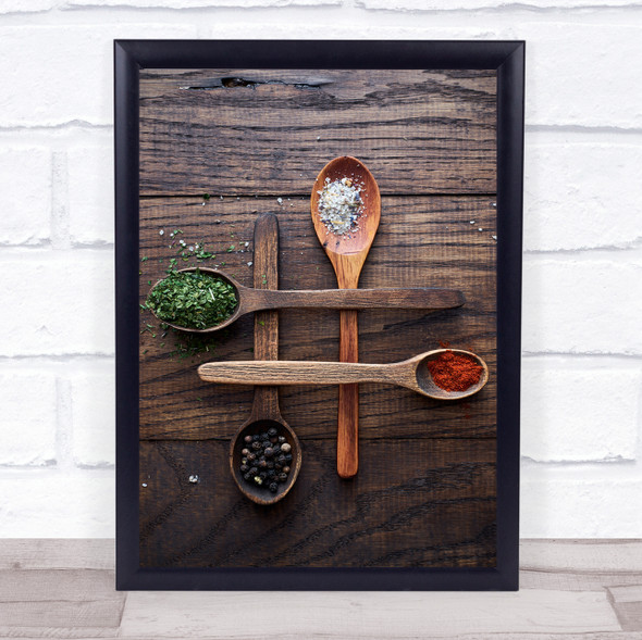 Spices Food Dried Spoons Rustic Spice Spoon Wood Wooden Wall Art Print