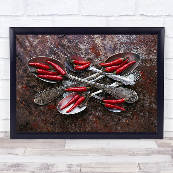 Spicy Food Red Pepper Spicy Chile Chili Peppers Kitchen Wall Art Print