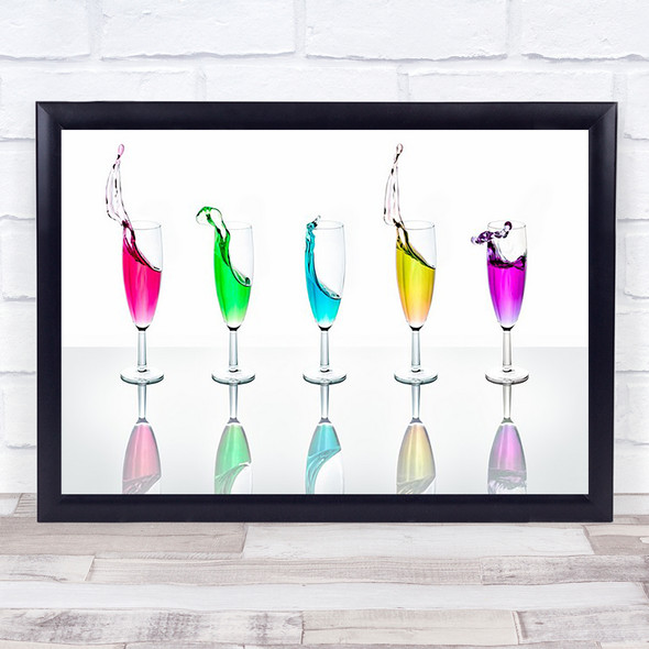 Splashes Drinks Glass Splash Water Colour Colourful Art Print