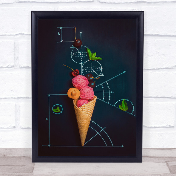 Summer Homework Geometry Engineering Math Cherry Ice-cream Wall Art Print