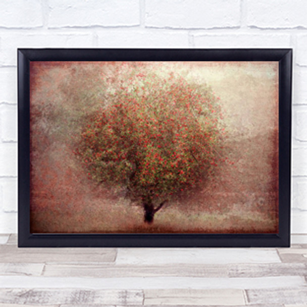 Apple Tree Red Lonely Painterly Blur Blurry Wall Art Print