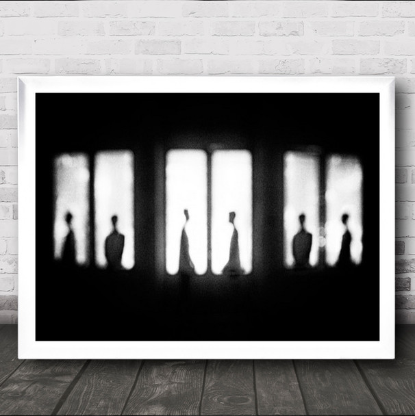 Clans Lutpao Silhouette Window Shadow B&W Blurry Texture Contrast Wall Art Print